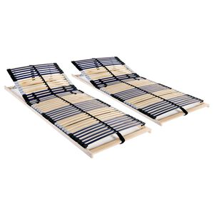 vidaXL Sommiers &agrave; lattes sans matelas 2 pcs avec 42 lattes 90x200 cm
