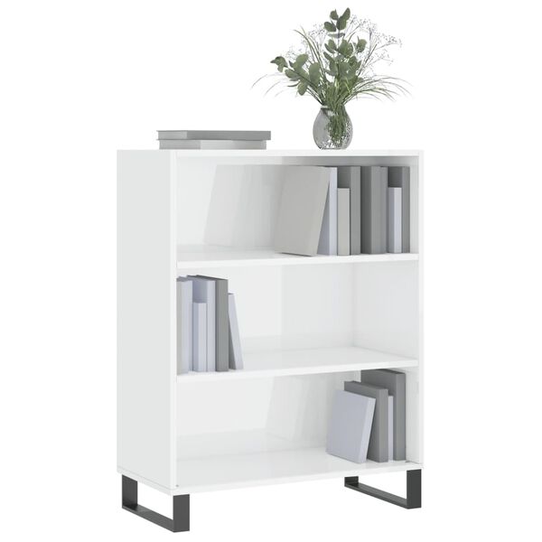 vidaXL Armoire &agrave; &eacute;tag&egrave;res blanc brillant 69,5x32,5x90 cm