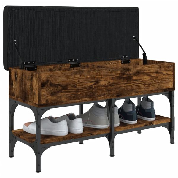 vidaXL Banc &agrave; chaussures ch&ecirc;ne fum&eacute; 82x32x45 cm bois d'ing&eacute;nierie