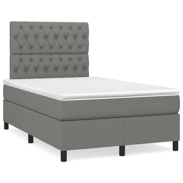 vidaXL Sommier &agrave; lattes de lit avec matelas Gris fonc&eacute; 120x200cm Tissu