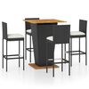 vidaXL Ensemble de bar de jardin 5 pcs et coussins R&eacute;sine tress&eacute;e Noir