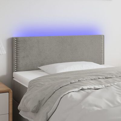 vidaXL Tête de lit à LED Gris clair 80x5x78/88 cm Velours