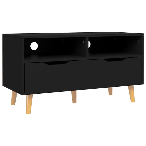 vidaXL Meuble TV noir 90x40x48,5 cm bois d'ing&eacute;nierie