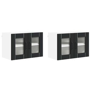vidaXL Cabinet en verre mural LUCCA 2 pcs Noir 60 x 31 x 40 cm