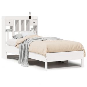 vidaXL Lit biblioth&egrave;que sans matelas blanc 90x190cm bois de pin massif