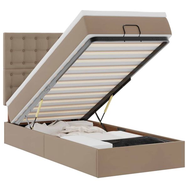 VidaXL Cadre de lit ottoman et matelas cappuccino 100x200cm similicuir