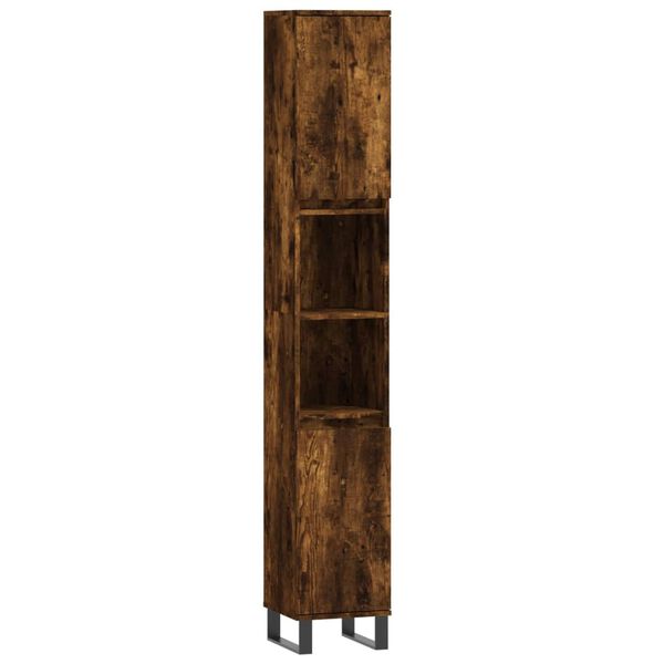 vidaXL Armoire de bain ch&ecirc;ne fum&eacute; 30x30x190 cm bois d'ing&eacute;nierie