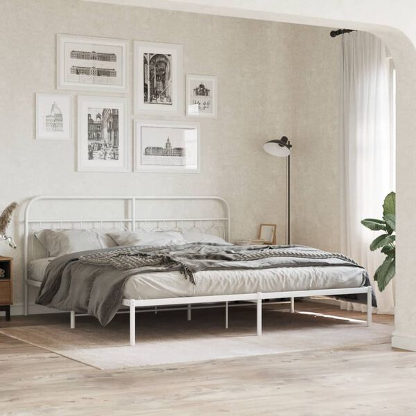 vidaXL Tête de lit métal blanc 200 cm