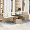 vidaXL Ensemble de canap&eacute; de jardin 7 pcs Beige Poly rotin
