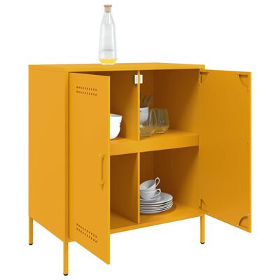 vidaXL Buffet jaune moutarde 68x39x79 cm acier