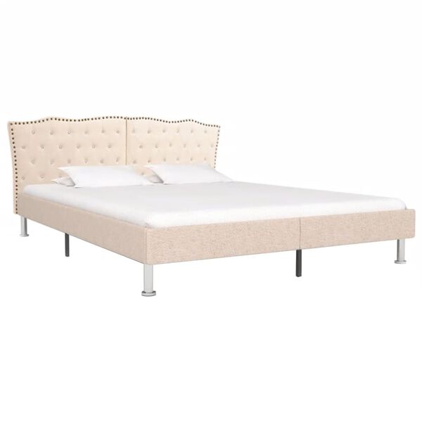 vidaXL Lit avec matelas &agrave; m&eacute;moire de forme Beige Tissu 180x200 cm