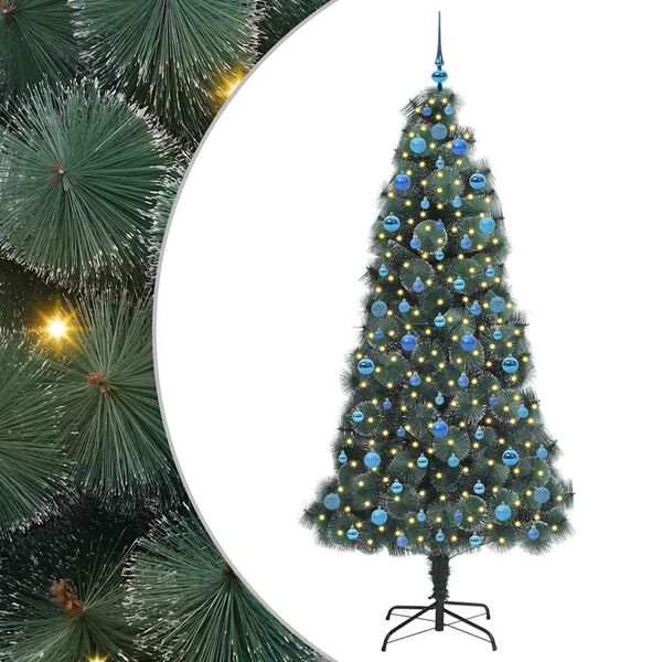 vidaXL Arbre de No&euml;l artificiel pr&eacute;-&eacute;clair&eacute; avec ensemble de boules