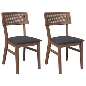 vidaXL Chaises &agrave; manger coussins 2 pcs marron bois massif caoutchouc
