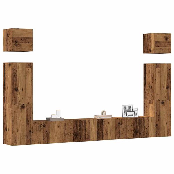 vidaXL Ensemble de meuble TV mural 6 pcs vieux bois bois d'ing&eacute;nierie