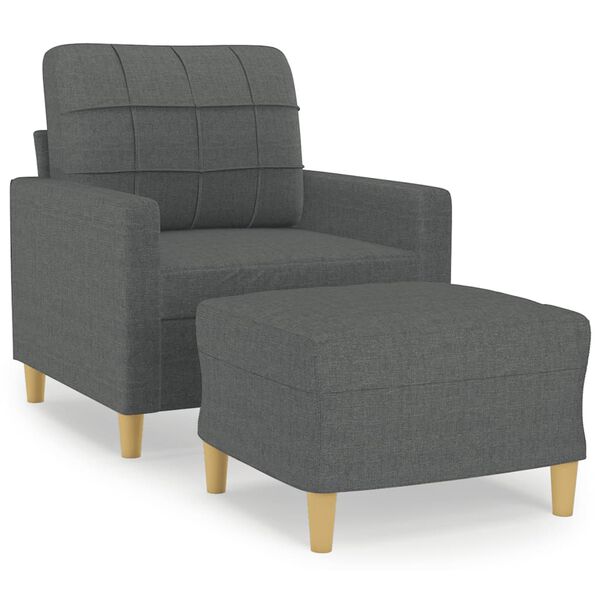 vidaXL Fauteuil avec repose-pied Gris fonc&eacute; 60 cm Tissu