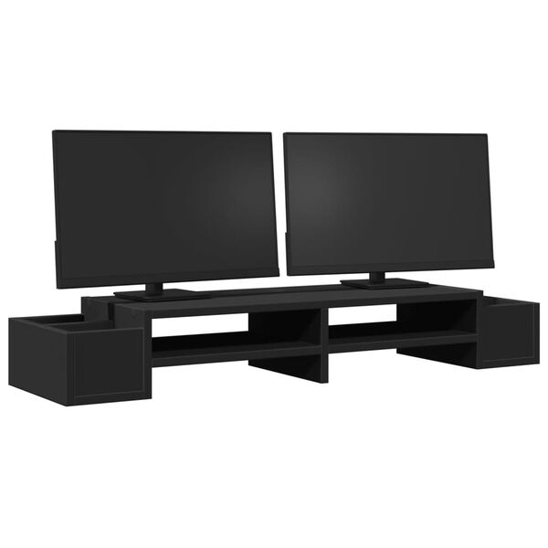 vidaXL Support de moniteur avec rangement noir bois d'ingénierie