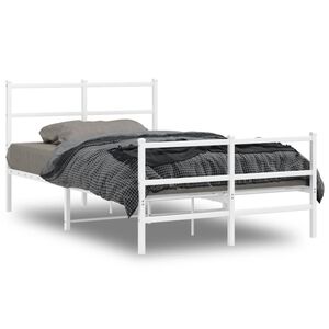 vidaXL Cadre de lit m&eacute;tal sans matelas et pied de lit blanc 120x200 cm