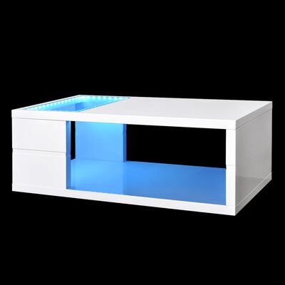 vidaXL Table basse avec LED Blanc haute brillance