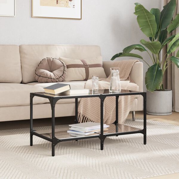vidaXL Table basse avec dessus en verre noir 78,5x40x40 cm acier
