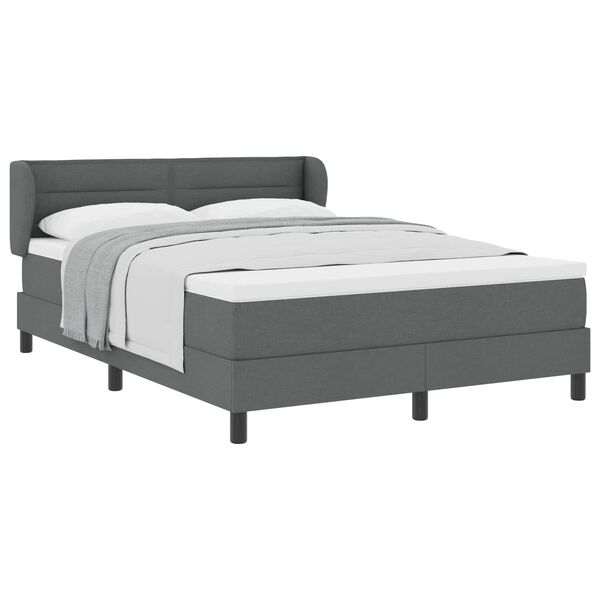 vidaXL Lit &agrave; ressorts avec matelas Gris fonc&eacute; 160 x 200 cm tissu