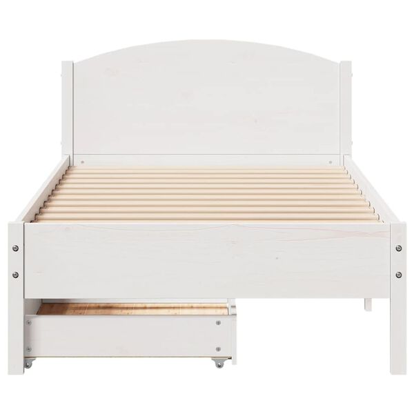 vidaXL Cadre de lit sans matelas blanc 75x190 cm bois de pin massif