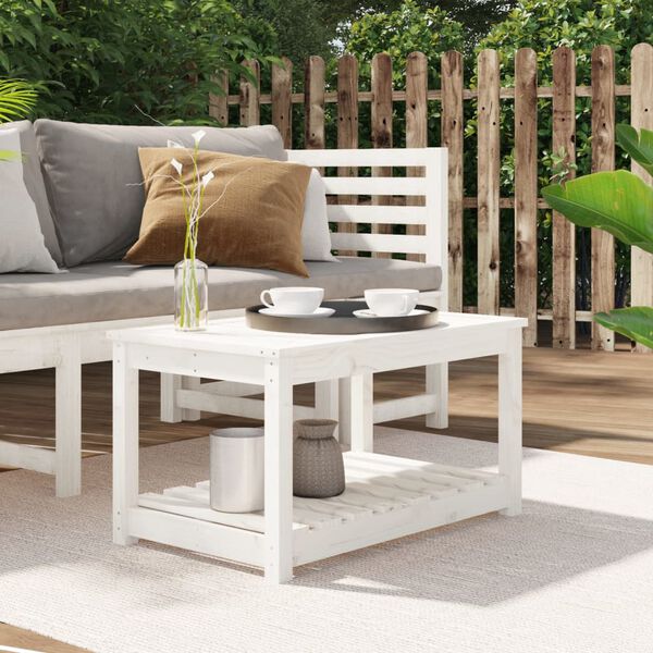 vidaXL Table de jardin blanc 82,5x50,5x45 cm bois massif de pin