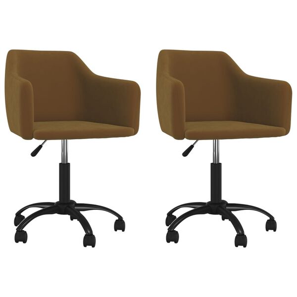 vidaXL Chaises pivotantes &agrave; manger lot de 2 Marron Velours