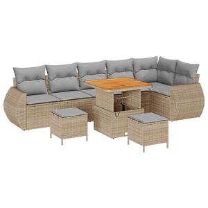 vidaXL Ensemble de canap&eacute; de jardin 9 pcs beige et gris clair