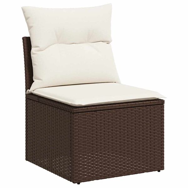 vidaXL Salon de jardin avec coussins 9 pcs marron r&eacute;sine tress&eacute;e