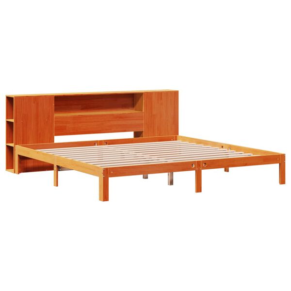vidaXL Lit biblioth&egrave;que sans matelas cire marron 180x200 cm pin massif