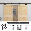 vidaXL Porte coulissante 2 pcs Naturel et noir Bois de pin massif