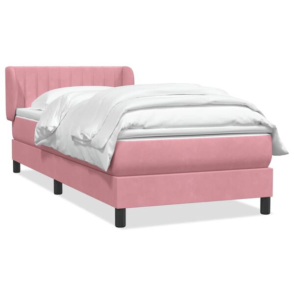 vidaXL Sommier &agrave; lattes de lit avec matelas rose 90x210 cm velours