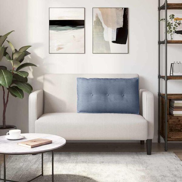 vidaXL Coussin de Dos Bleu 80 x 50 cm Tissu en velours c&ocirc;tel&eacute;