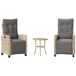 vidaXL Ensemble de bistro 3 pcs coussins m&eacute;lange beige r&eacute;sine tress&eacute;e