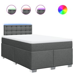 vidaXL Sommier &agrave; lattes de lit avec matelas gris fonc&eacute; 120x190cm tissu