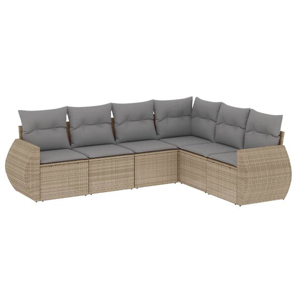 vidaXL Salon de jardin avec coussins 6 pcs beige r&eacute;sine tress&eacute;e