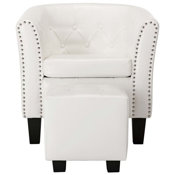 vidaXL Chaise cabriolet avec repose-pied blanc similicuir