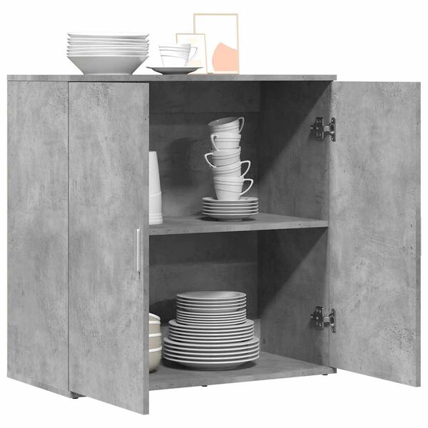 vidaXL Buffet gris b&eacute;ton 79x38x80 cm bois d'ing&eacute;nierie