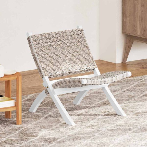 vidaXL Chaise de relaxation rotin kubu naturel et bois d'acajou massif
