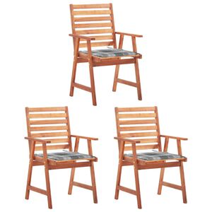 vidaXL Chaises &agrave; manger d'ext&eacute;rieur lot de 3 et coussins Acacia massif