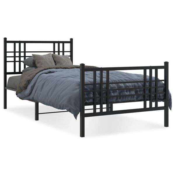 vidaXL Cadre de lit m&eacute;tal sans matelas et pied de lit noir 100x200 cm