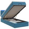vidaXL Lit coffre avec matelas et LED Bleu fonc&eacute; 90 x 190 cm Velours