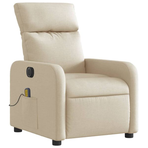 vidaXL Fauteuil inclinable de massage électrique crème tissu