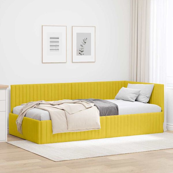 vidaXL Cadre de lit d'angle Jaune 100 cm x 200 cm Velours