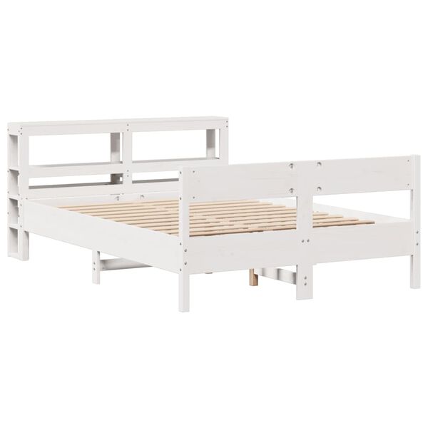 vidaXL Cadre de lit sans matelas blanc 140x190 cm bois de pin massif