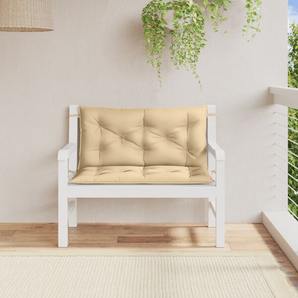 vidaXL Coussins de banc de jardin lot de 2 beige mélangé tissu