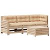 vidaXL Salon de jardin 4 pcs avec coussins Bois de pin massif