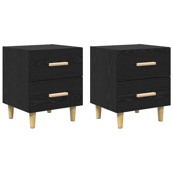 vidaXL Armoire de lit avec tiroir 2 pcs Ch&ecirc;ne noir 40 x 35 x 47.5cm