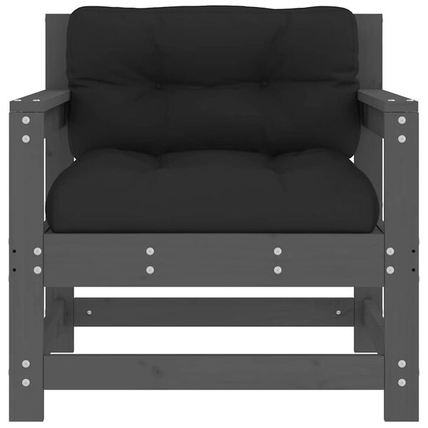 vidaXL Chaises de jardin et coussins lot de 2 gris bois de pin massif
