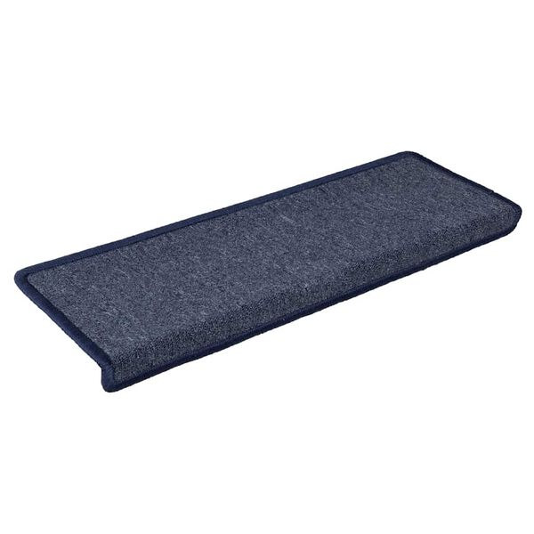 vidaXL Tapis d'escalier 30 pièces 65 x 21 x 4 cm Gris foncé et bleu Bordure rectangulaire